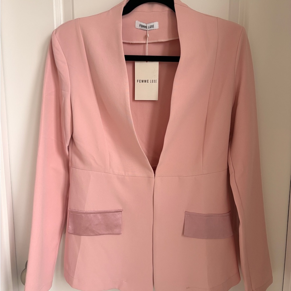 Blush Pink Open-Front Blazer